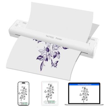 Imagem de YILONG Impressora de estêncil de transferência de tatuagem - sem fio, sem tinta, tamanho A4 - branco, plástico - 29 x 8,6 x 4,5 cm