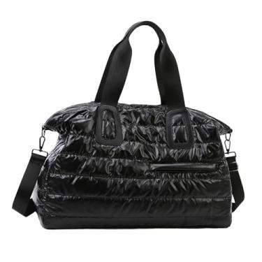 Imagem de Dynwave Bolsa de ginástica esportiva, bolsa de viagem, bolsa tote, bolsa de fim de semana feminina, bolsa com alça de ombro ajustável, bolsa de ombro para, Preto