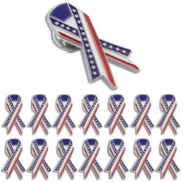Imagem de 50 peças de alfinetes de lapela do veterano americano do Dia da Independência, fita patriótica, esmaltada, para mulheres, homens, roupas, mochila, chapéu, lembrança, Liga metálica, galvanoplastia, Sem