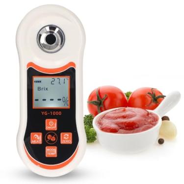 Imagem de Refratômetro Digital Brix, Medidor de Açúcar Portátil Com Display LCD, Compensação Automática de Temperatura, Açúcar 0-60%, Sal 0-24%, Leitor Brix Recarregável para Frutas