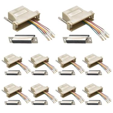 Imagem de Willwewon Adaptador modular DB25 de 10 peças, DB25 fêmea para RJ45 fêmea Ethernet LAN Extend conversor modular