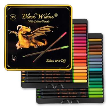 Imagem de Lápis de cor Black Widow Dragon para adultos – 36 lápis de cor com pigmentos suaves – Melhor conjunto de lápis de cor para livros de colorir e desenho de adultos – Um conjunto de lápis essencial