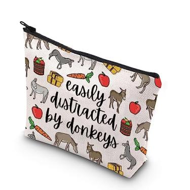 Imagem de Donkey Donner Gift Easily Distracted By Donkeys Bolsa com zíper temático Donkey Spirit Animal, Bege, Por Donkeys