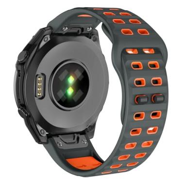 Imagem de OVERSTEP Pulseira esportiva compatível com Garmin Fenix 7, pulseira de relógio de 22 mm para smartwatch Fenix E/Fenix 8 MIP 47 mm/Fenix 8 AMOLED 47 mm/Fenix 7 Pro/Fenix 6/Feinx 5 (cinza carbono