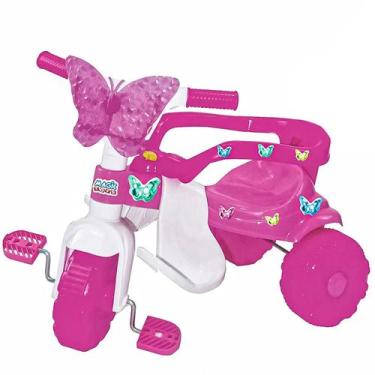 Imagem de Triciclo Infantil Com Cesta Butterfly Motoca Cor Rosa Colorida Para Me