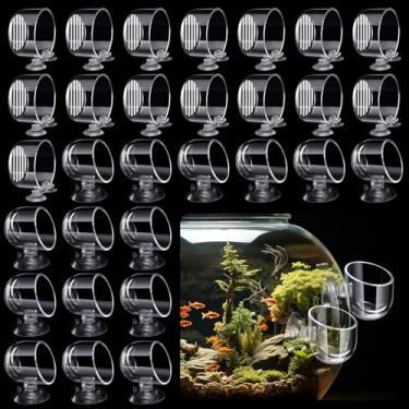 Imagem de CroBlissful Pacote com 30 copos para plantas aquáticas com orifícios, vaso de acrílico para plantas aquáticas com ventosas, ventosa transparente, suporte para aquário para decoração de paisagens