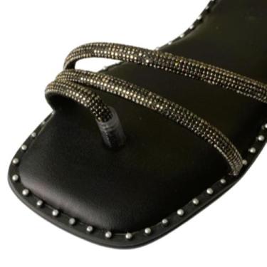 Imagem de Rasteira com Regulador Strass Brilho Rasteirinha Feminina Dedinho Sand