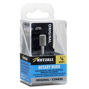 Imagem de Kutzall Rebarba rotativa de cilindro original, eixo de 1⁄8", grosso - acessório de marcenaria para Dremel, Foredom, DeWalt, Milwaukee. Carboneto de tungstênio abrasivo, 1⁄4" (6,3 mm) de diâmetro X