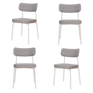 Imagem de Kit com 4 Cadeiras para Sala de Jantar Mona Yescasa Cinza Claro Corriente/Branco