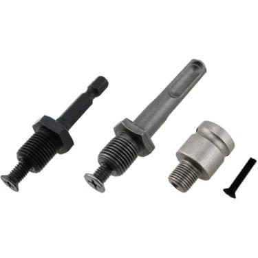 Imagem de TAODAN 3 peças de aço 1/2-20 UNF conjunto adaptador de haste de mandril de broca rosqueada 1/5.1 cm haste redonda SDS 1/10.2 cm haste hexagonal 1/5.1 cm haste de acoplamento de acionamento quadrada