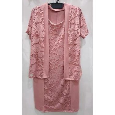 Imagem de Vestido tubinho midi com bolero de renda social moda evangélica jovem 