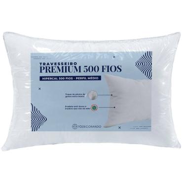 Imagem de Travesseiro Premium Percal 500 Fios Pluma de Ganso 70cm x 50cm - 1 Unidade