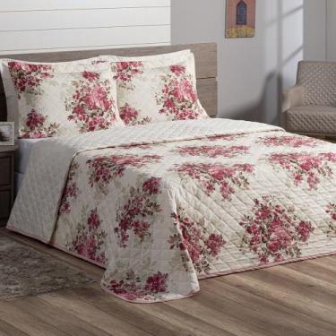 Imagem de Cobre Leito Colcha Casal Queen Fascinio Percal 200 Fios Algodão 03 Peç