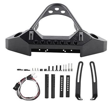 Imagem de RC Front Bumper Metal Crawler Frame 2 luzes LED aumentam a aparência e para 4 e SCX10 (Preto)