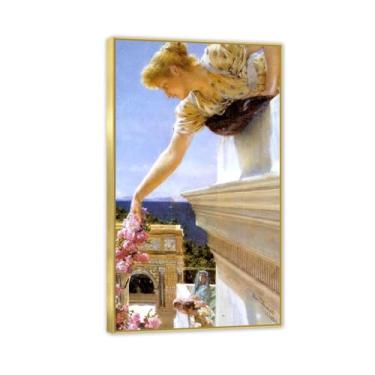 Imagem de MOBYAT Moldura dourada God Speed! por Lawrence Alma Tadema Prints, reprodução de pintura a óleo, impressão giclée em tela, arte de parede pronta para pendurar para decoração de quarto de casa. 70 x 40