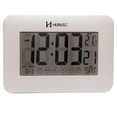Imagem de Relógio De Parede Mesa Despertador Digital Touch 2983 Branco - Branco