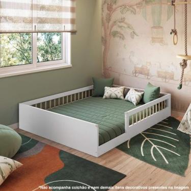 Imagem de Cama de Chão Casal Montessoriana com Lastros MDF Amore Móvel na Caixa,