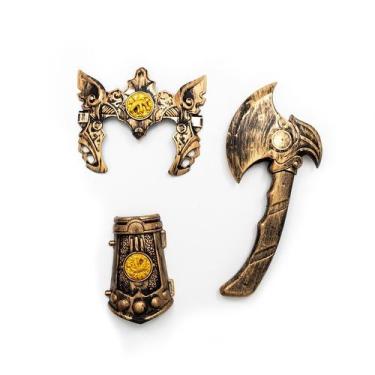 Imagem de Machado de Brinquedo Bracelete e Máscara Guerreiro Medieval - 123 Útil