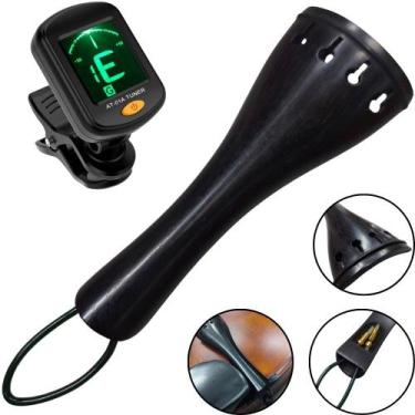 Imagem de Kit Afinador Digital para Violino + Estandarte Ébano com Rabixo - MARI