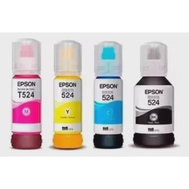 Imagem de Kit 5 refil de tinta pigmentada T524 (2x black. ) + cyan + yellon + magenta - para uso em L15150 L6580 L5150 L 5160