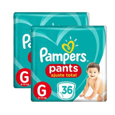Imagem de Kit Fraldas Pampers Pants Ajuste Total Mega G 72 tiras