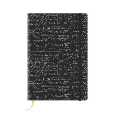 Imagem de Caderneta sem pauta Redoma capa estampada Cálculos com elástico e marcador fitilho creme