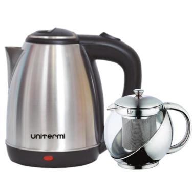 Imagem de Kit Chaleira Elétrica Inox Cromada 1,8 L 110V com Jarra Infusora Inox 