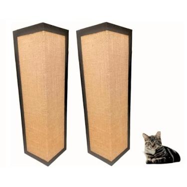 Imagem de Kit com 2 Protetor de Parede Arranhador para Gatos, Sisal Natural, Canto de Parede, Bege e Preto