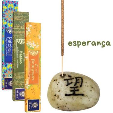 Imagem de Queimador Incensario Porta Incenso Pedra Japonesa Amor Esperança Paz V