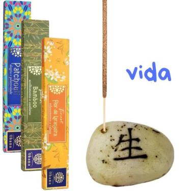 Imagem de Queimador Incensario Porta Incenso Pedra Japonesa Amor Esperança Paz V