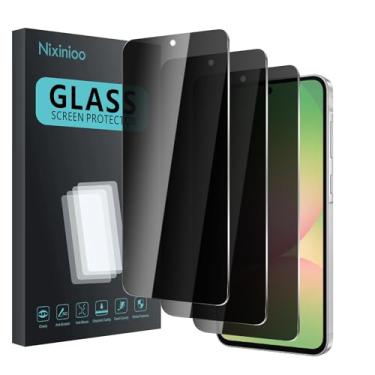 Imagem de Nixinioo Pacote com 3 protetores de tela de privacidade para Samsung Galaxy A56, vidro temperado antiespionagem, dureza 9H, protetor preto antiespião, sem bolhas, antiarranhões