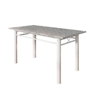 Imagem de Mesa de Jantar Retangular 6 Lugares Tampo em Granito Copa Cozinha Vitoria Fabone 75x150x15cm branco