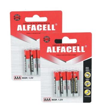 Imagem de Pilha AAA Palito 08 Unidades 3A 1,5v Alfacell Alto Desempenho