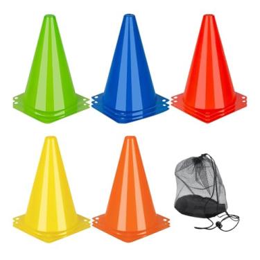 Imagem de kowaku Cones de futebol para treinar cones esportivos, equipamentos de treinamento, cones de futebol com bolsa de transporte para treino esportivo de futebol, 16 Peças