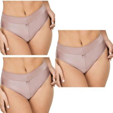 Imagem de Kit 3 Calcinhas Cítara DeMillus Cós Alto Firma Barriguinha, Beje, Rosa