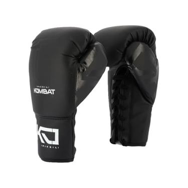 Imagem de Picsil Kombat Luvas de boxe Kronos Pro com cadarços, luvas de treinamento para Muay Thai, MMA, Kickboxing, design unissex (473 ml sem lua)