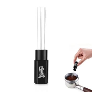 Imagem de Agitador magnético de café expresso - Ferramenta de distribuição de café expresso WDT com 6 agulhas de aço inoxidável, ferramenta de agitador de café para barista (preto)