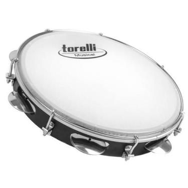 Imagem de Pandeiro torelli 10" injetado pele leitosa preto