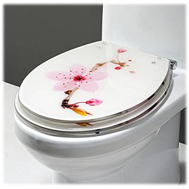 Imagem de CUTPOIY Assento sanitário de liberação rápida, tampa de vaso sanitário resistente, forma oval, assento de vaso sanitário de resina ecologicamente correto, dobradiças ajustáveis para banheiro perfeito