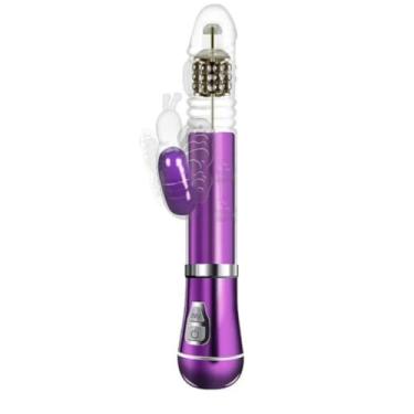 Imagem de Vibrador Ponto G Borboleta Cromado 9 Vibrações 6 Modos De Vai E Vem E Rotação Prazer Intenso Satisfação [ROXO METÁLICO]