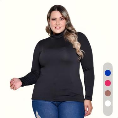 Imagem de Cacharrel Feminina Plus Size Blusa Gola Alta Casual Social - Blusa De 