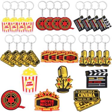 Imagem de Serencatcher 24 Peças De Chaveiros Para Noite Cinema, Lembrancinhas Festa Incluindo Microfone Ripa, Ingresso Pipoca, Projetor, Decoração Aniversário, Materiais Recompensa Sala Aula
