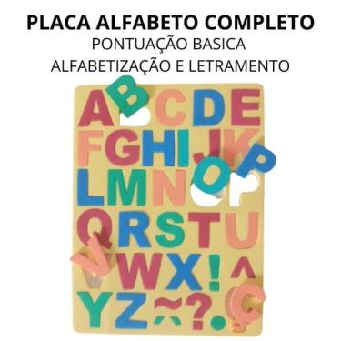 Imagem de alfabeto placa escolar de encaixe 26 letras  pontuação e.v.a 4mm - vs 