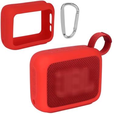 Imagem de Lebakort Capa de silicone compatível com alto-falante sem fio Bluetooth portátil JBL GO 4 (capa vermelha)