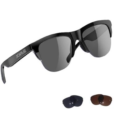 Imagem de Óculos de sol com Bluetooth de orelha aberta para homens e mulheres 5.3 Bluetooth Smart Sunslasses Touch Control Chamadas musicais com lentes filtradas UV substituíveis, estojo de armazenamento para