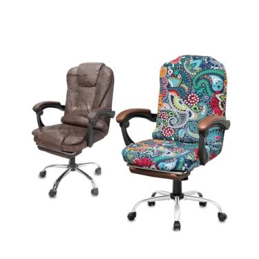 Imagem de NeColorLife Capa para cadeira de escritório GG com apoio de braço – Capa elástica para cadeiras grandes e altas, lavável e antiderrapante, estampa floral (tamanho extra grande, design impresso A)