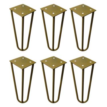 Imagem de Kit 6 Pés De Metal 15 Cm Mesas De Centro Puffs Dourado