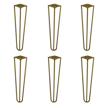 Imagem de Kit 6 Pés De Metal 30 Cm Mesa De Canto Rack E Puffs Dourado