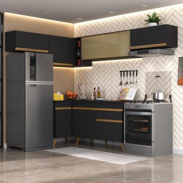 Imagem de Cozinha Completa De Canto Veneza Multimóveis Preta