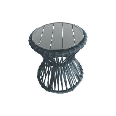 Imagem de Mesa De Centro Sol Em Corda Náutica E Base Em Alumínio Cinza 50cm Cinza - Cor: Cinza